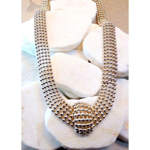 VTG Signed Modern Sterling Silver "Italy" Necklace Bracelet Set  75 gr - Picture 3 of 11